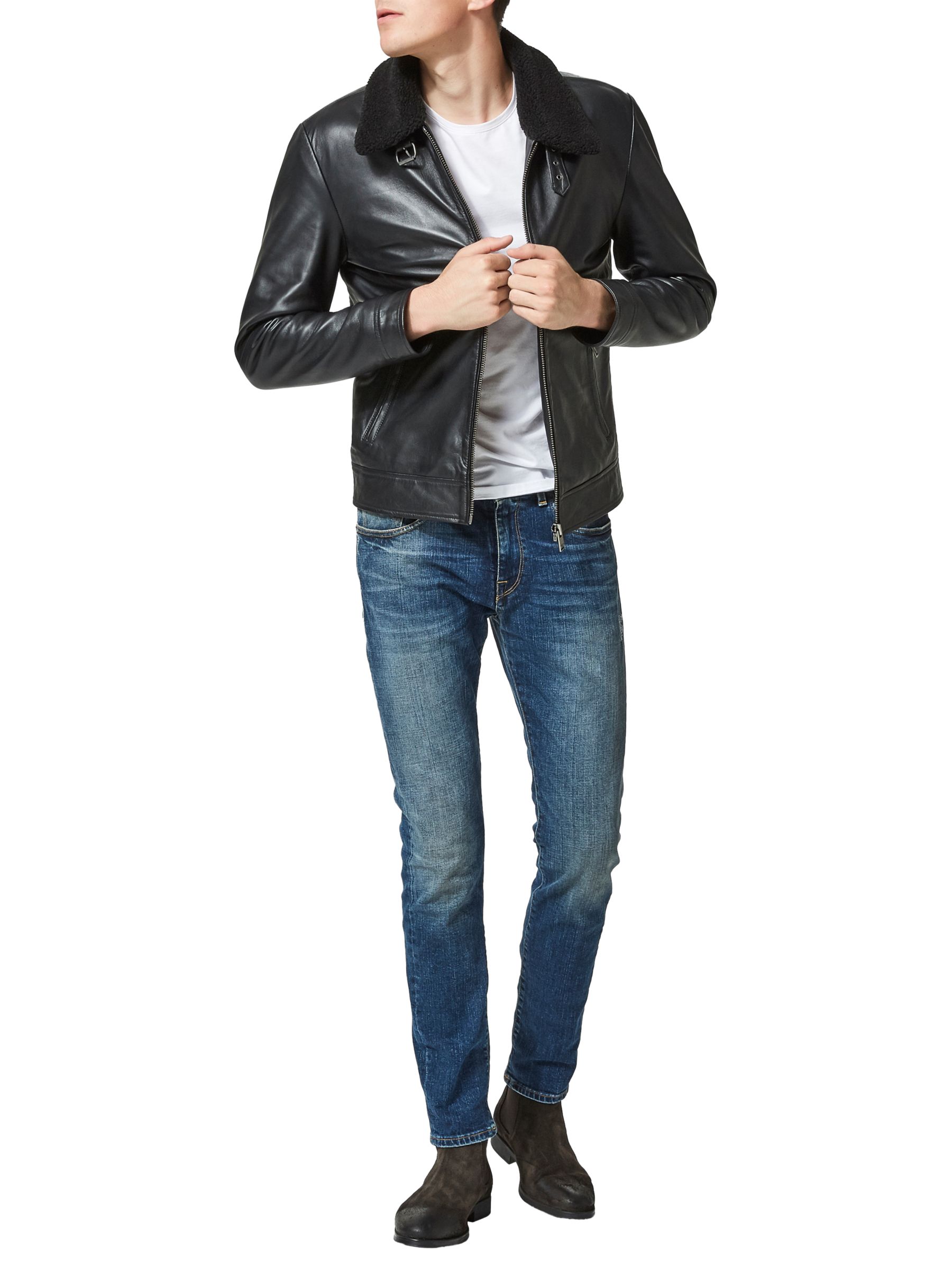 Selected Homme Teddy Leather Jacket, Black