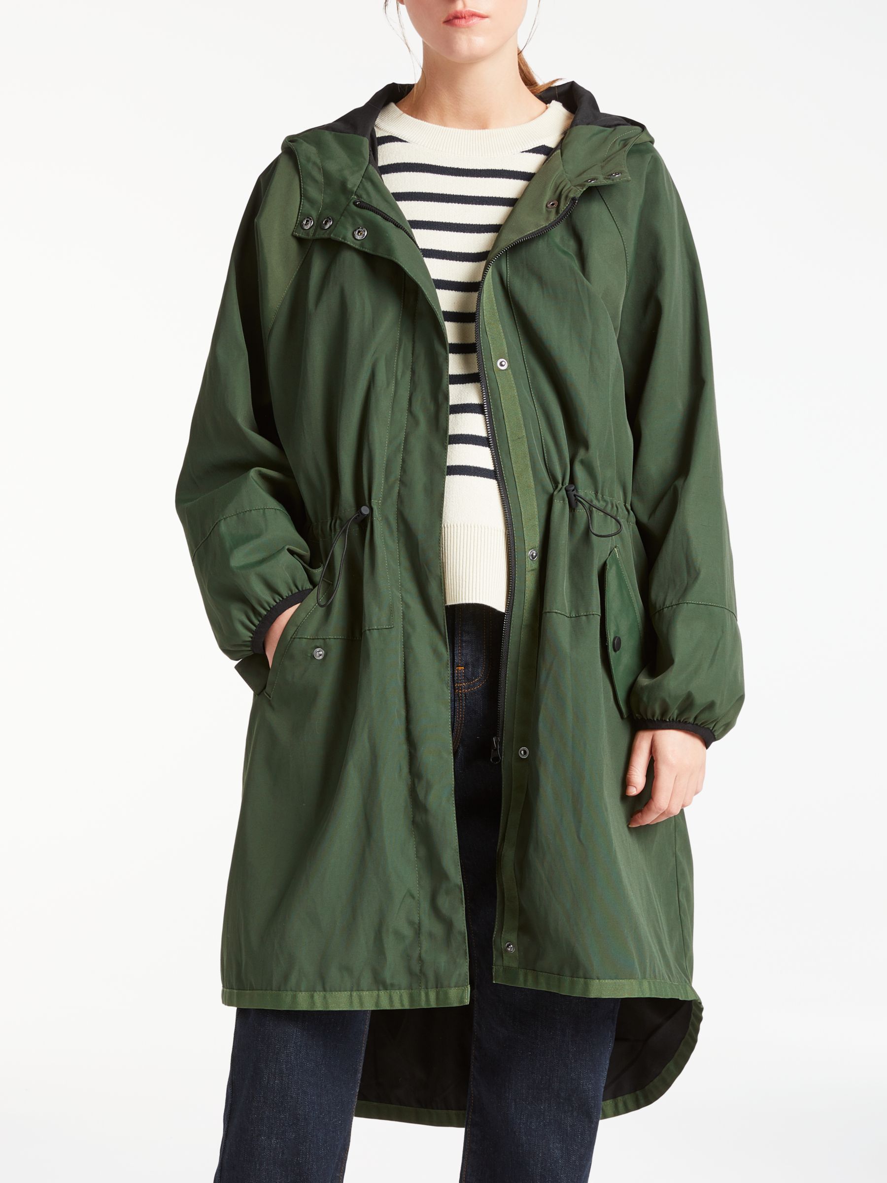 Kin Longline Parka Coat, Khaki, M