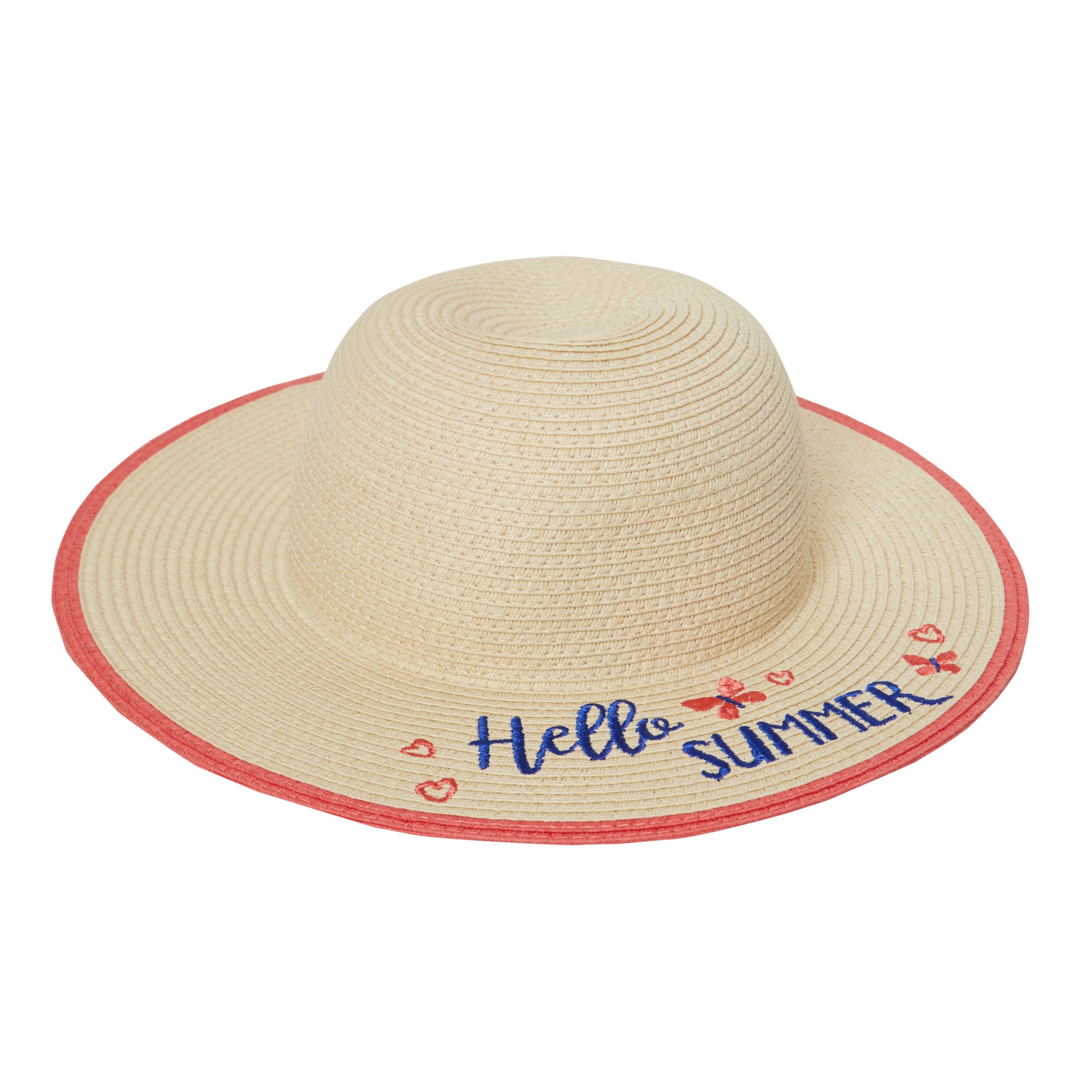 John Lewis & Partners Children's Hello Summer Straw Hat, Natural, S