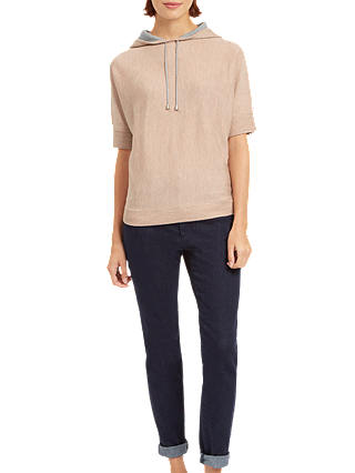 Jaeger Pure Wool Hooded T-Shirt, Dusty Pink
