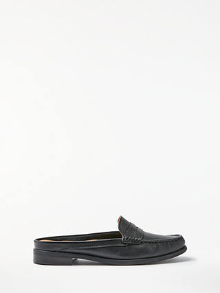 John Lewis & Partners Giulia Backless Loafers, Black Leather