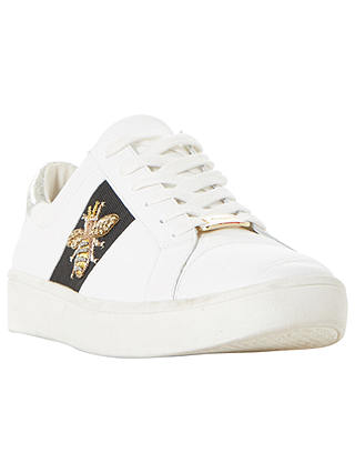 Dune Ebie Embellished Lace Up Trainers, White