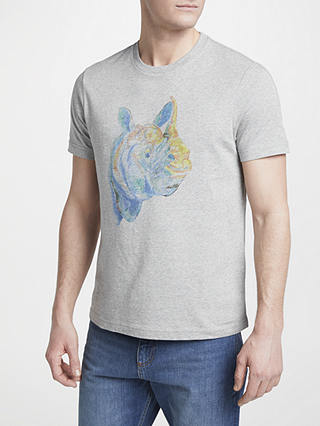 John Lewis & Partners Rhino Water Colour T-Shirt, Grey Marl