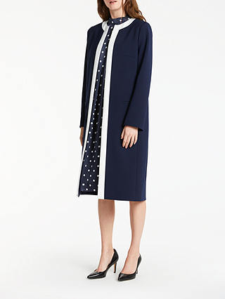 Bruce by Bruce Oldfield Tipped Long Jacket, Navy/White