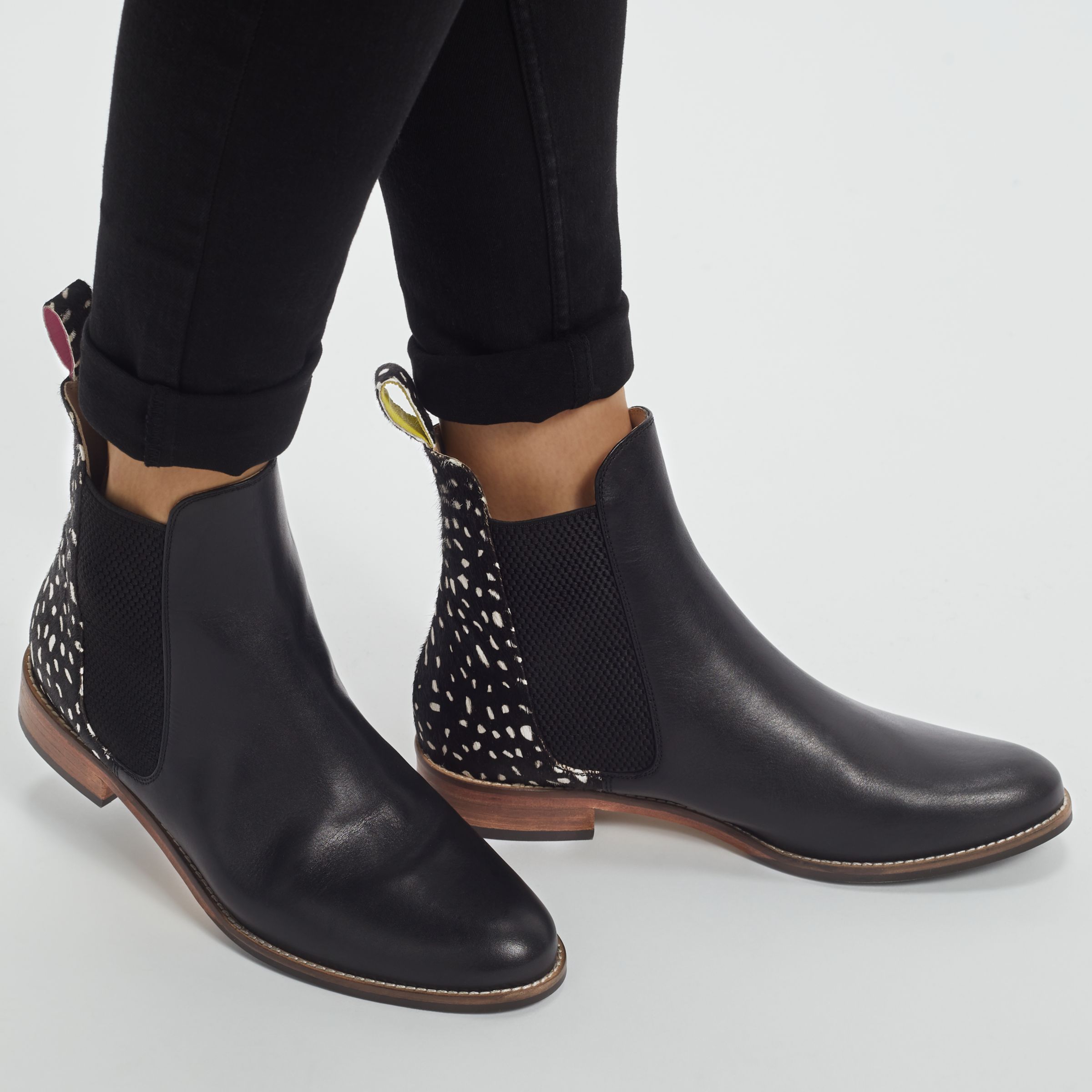 Joules Westbourne Leather Chelsea Boots, Black Spot