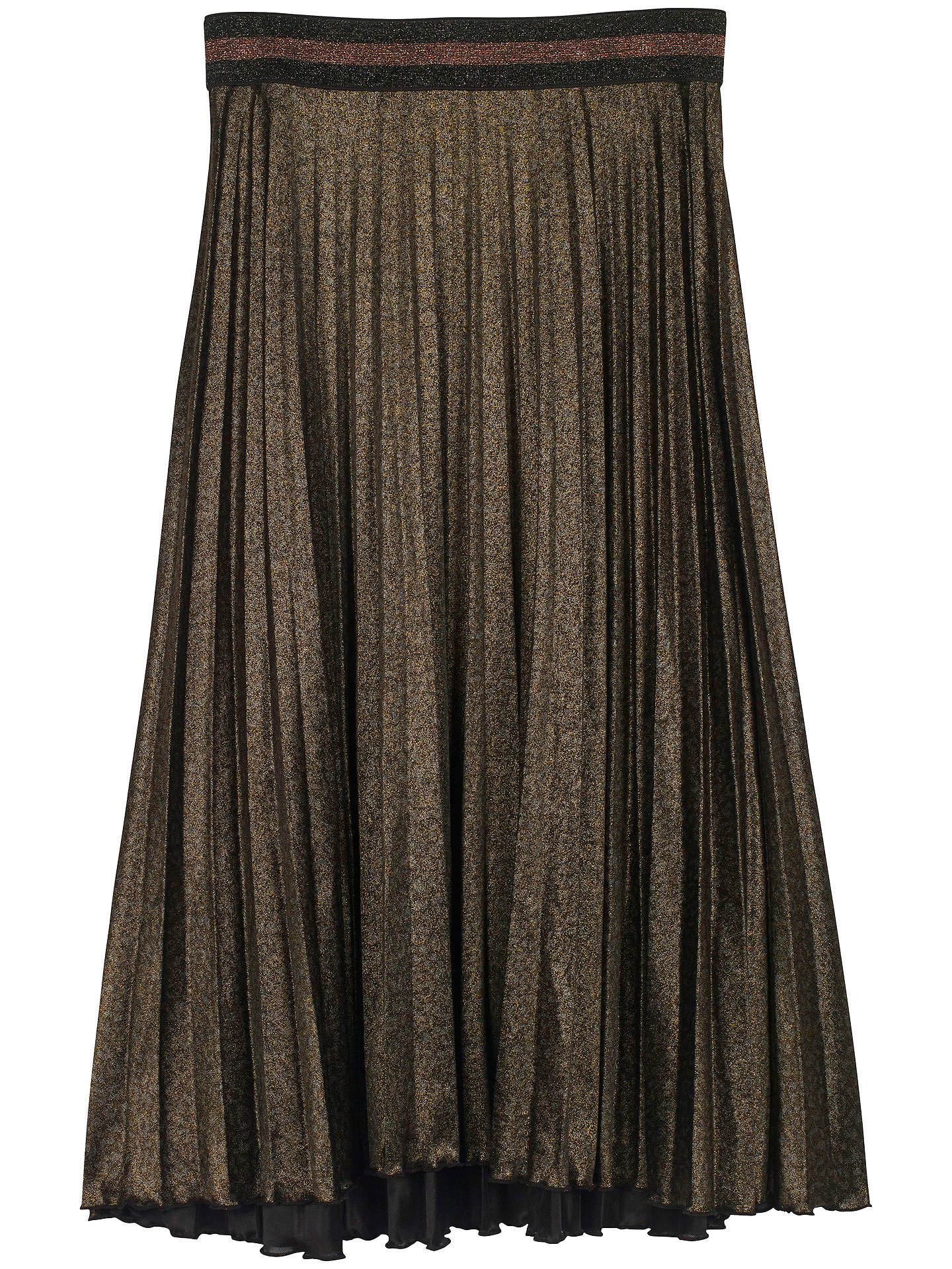 hush Metallic Pleated Skirt, Bronze at John Lewis & Partners