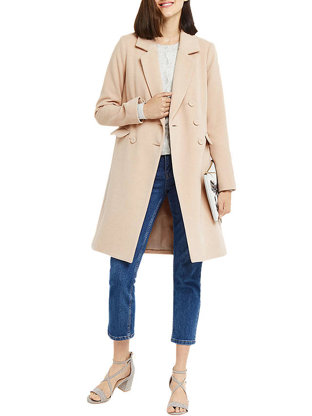 Oasis Clara Double Ted Coat Neutral, Oasis Trench Coat Neutral
