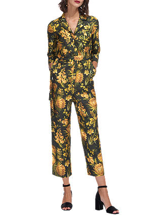 Whistles Foxglove Print Silk Jumpsuit, Yellow/Multi