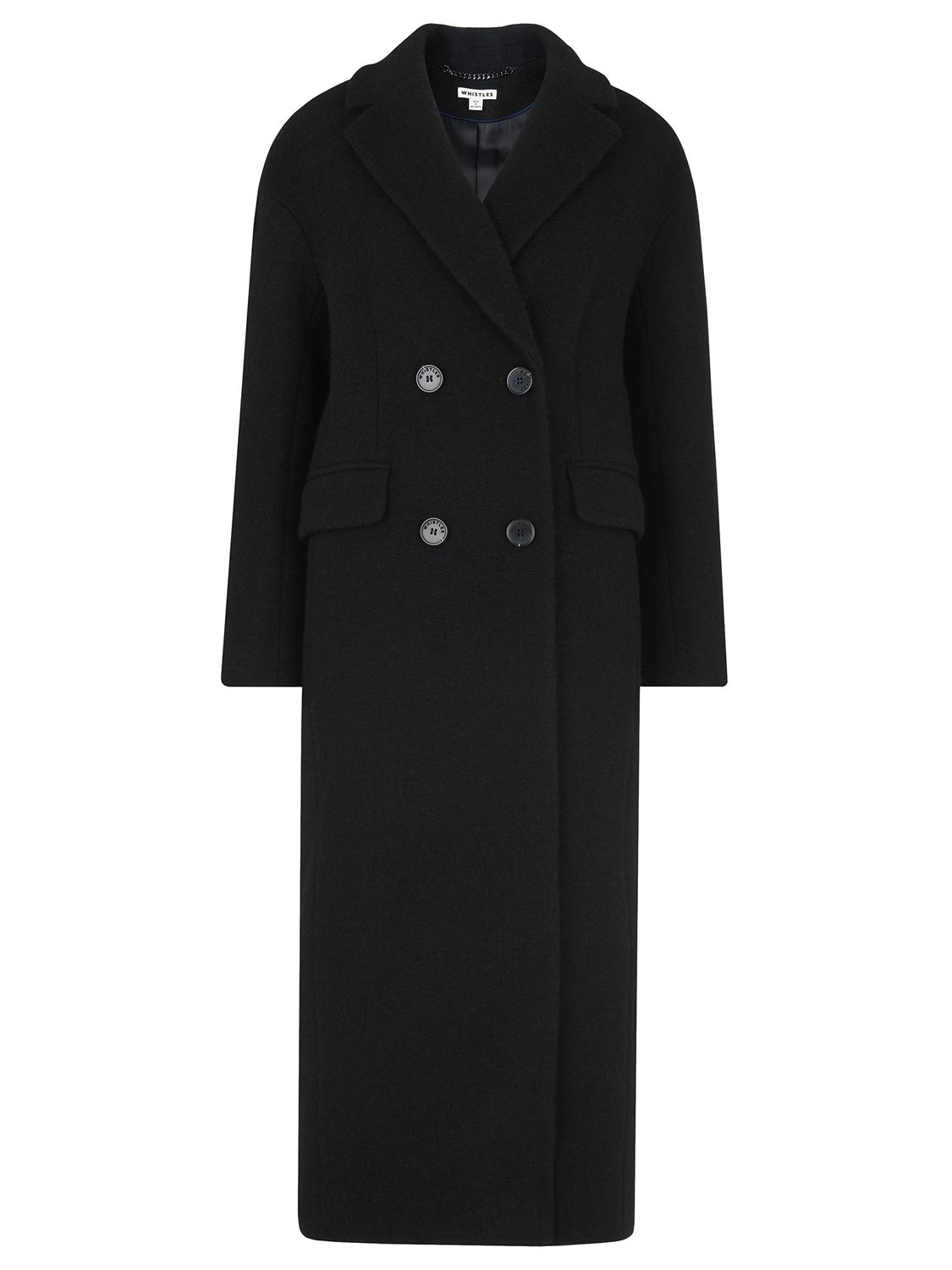 Whistles Textured Maxi Coat, Black at John Lewis & Partners