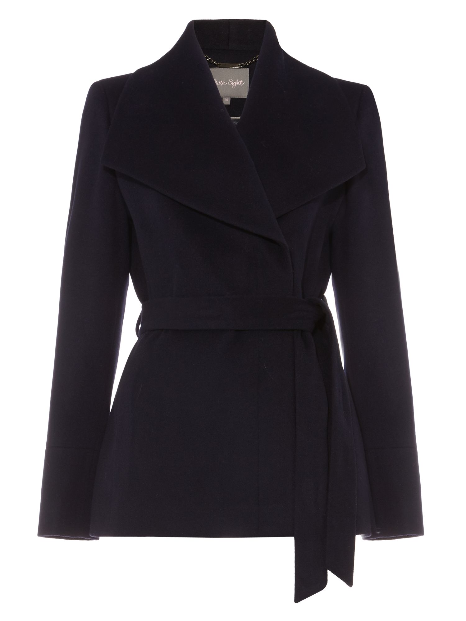 Phase Eight Nicci Short Belted Coat, Navy at John Lewis & Partners