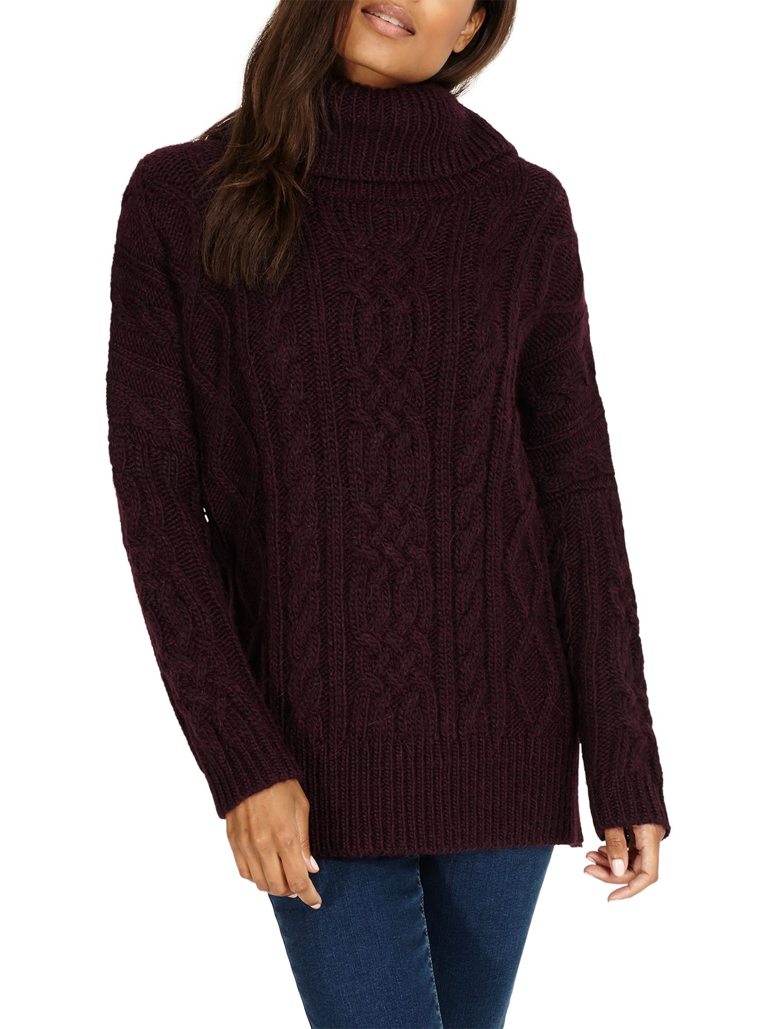 Phase Eight Carina Cable Knit Jumper, Sangria at John Lewis & Partners