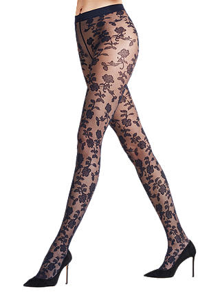 FALKE Angelical Floral Lace Tights, Black