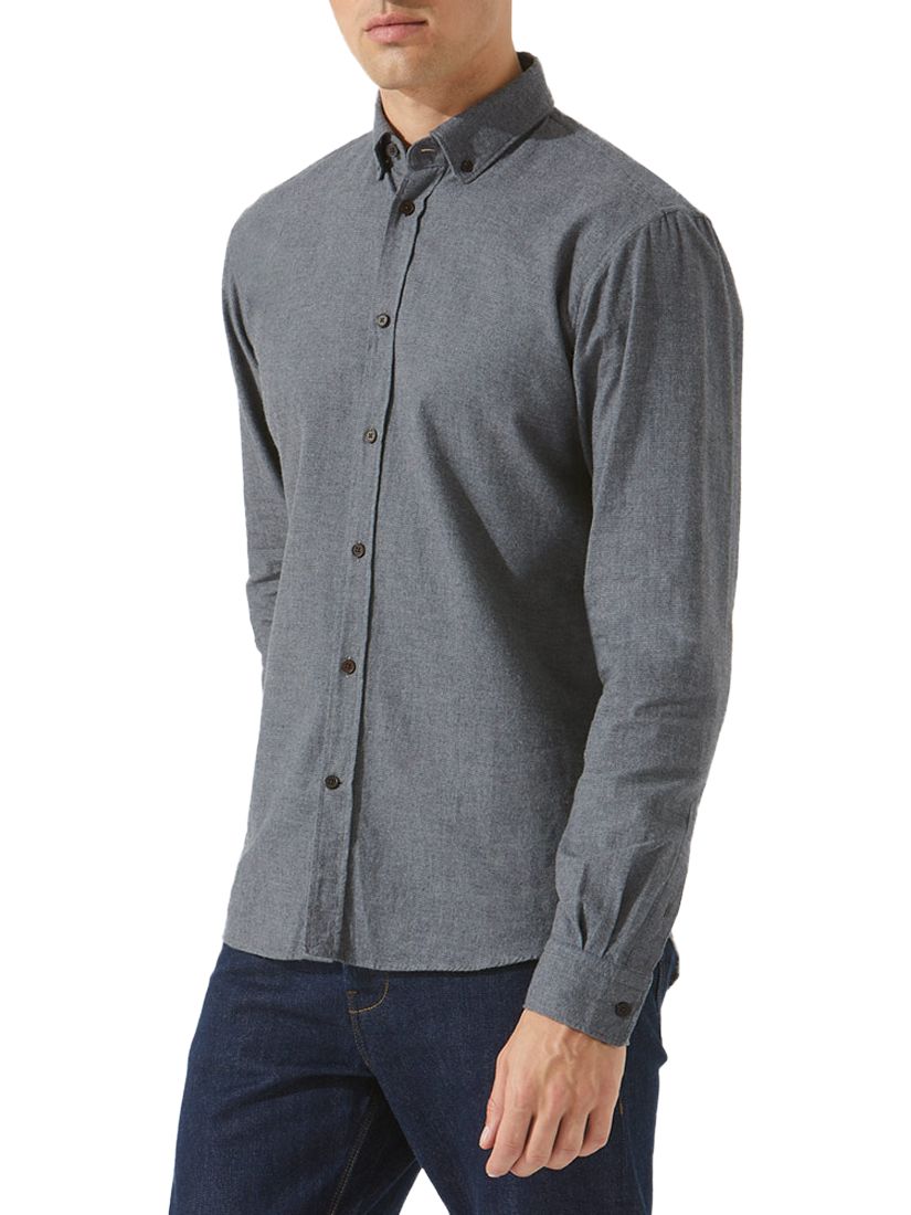 Jigsaw Italian Melange Flannel Shirt, Graphite