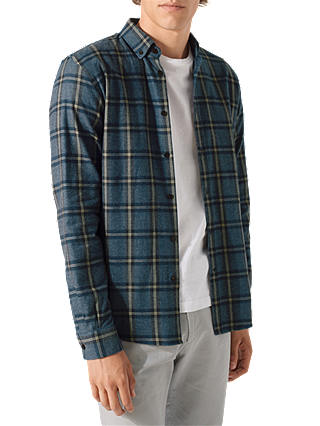 Jigsaw Italian Flannel Check Shirt, Graphite
