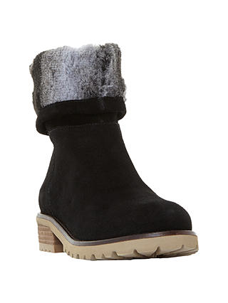 Steve Madden Driller Faux Fur Cuff Ankle Boots , Black Suede