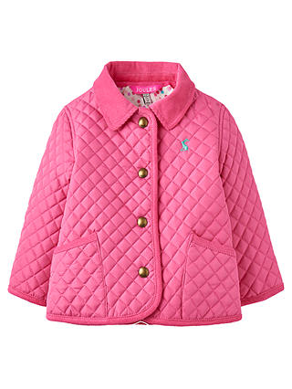 Baby Joule Mabel Quilted Jacket with Ditsy Lining, Pink