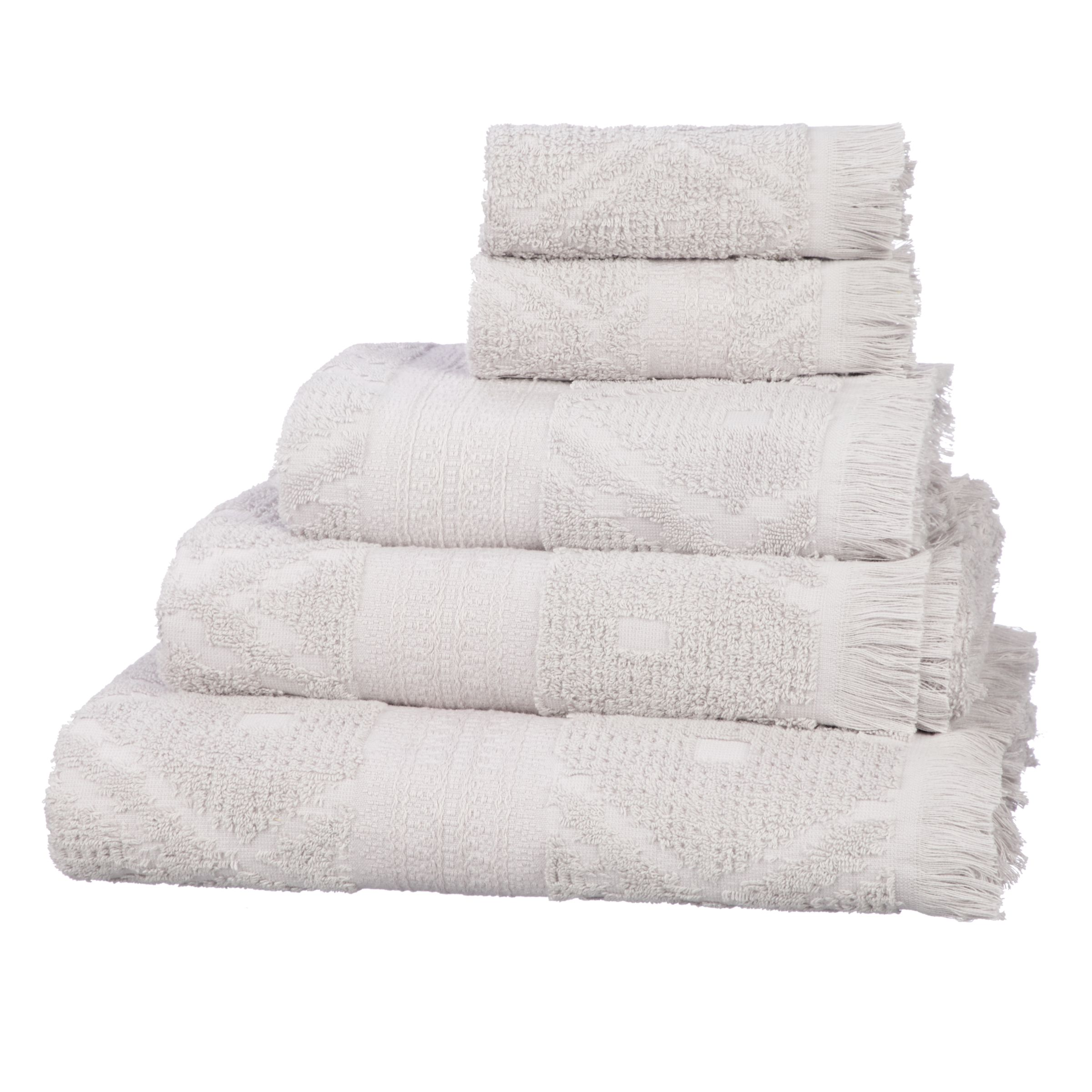 John Lewis & Partners Fusion Mahal Carved Cotton Towels, Grey