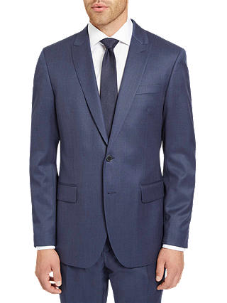 Jaeger Plain Twill Regular Fit Suit Jacket, Mid Blue