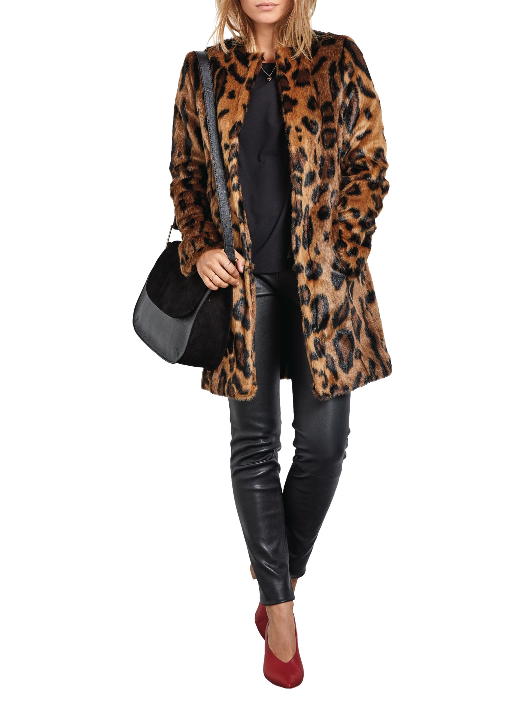 hush Leo Faux Fur Coat, Leopard at John Lewis & Partners