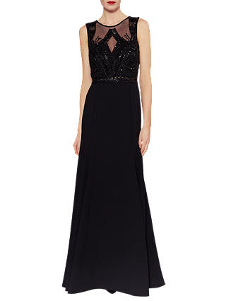 Gina Bacconi Cordelia Beaded Fishtail Maxi Dress, Black