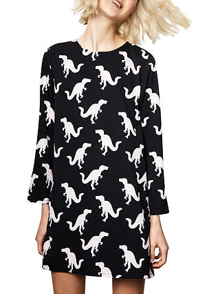 Compañía Fantastica Dinosaur Print Straight Dress, Black