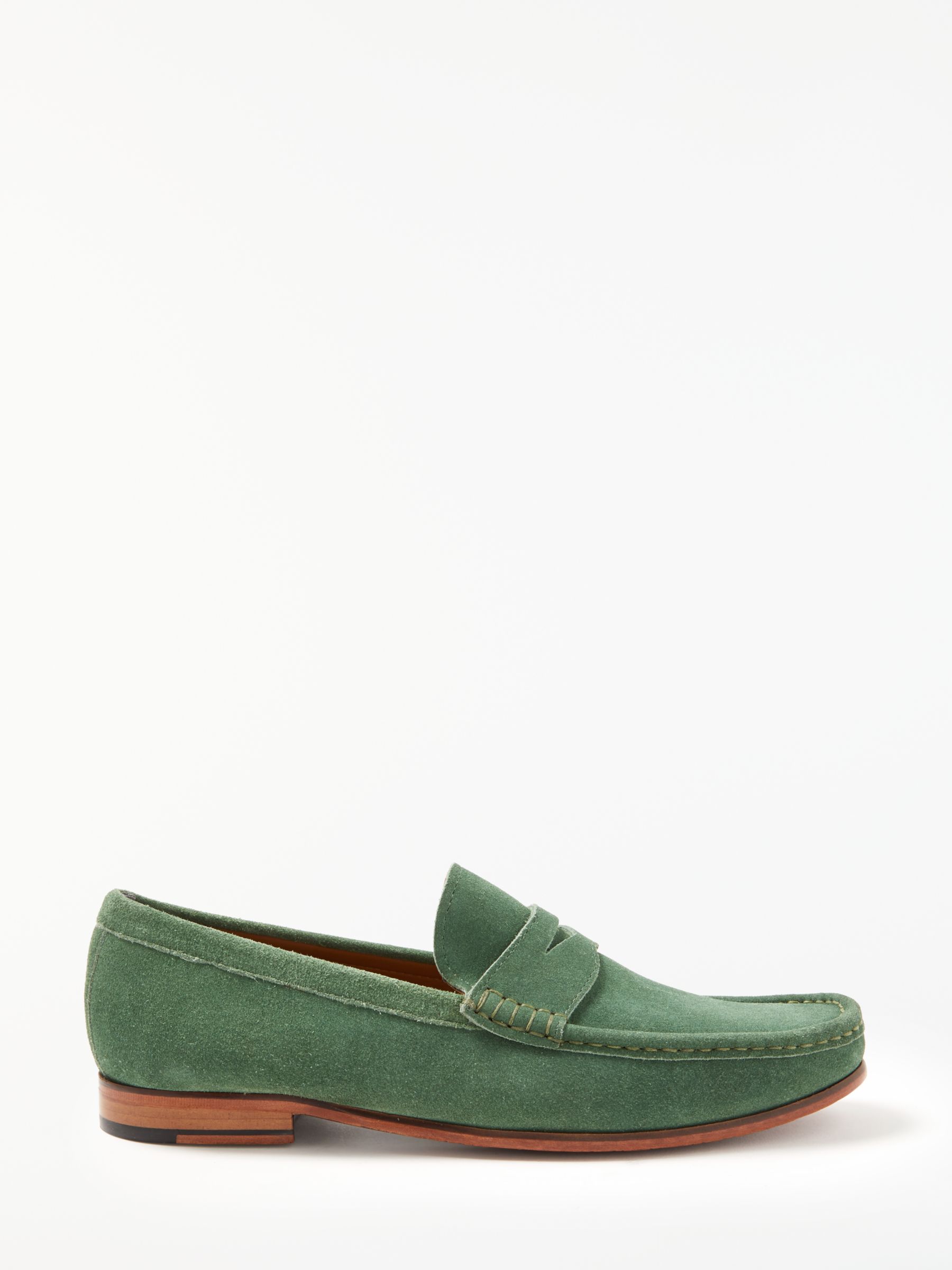John Lewis & Partners Louis Suede Penny Loafers, Green, 7
