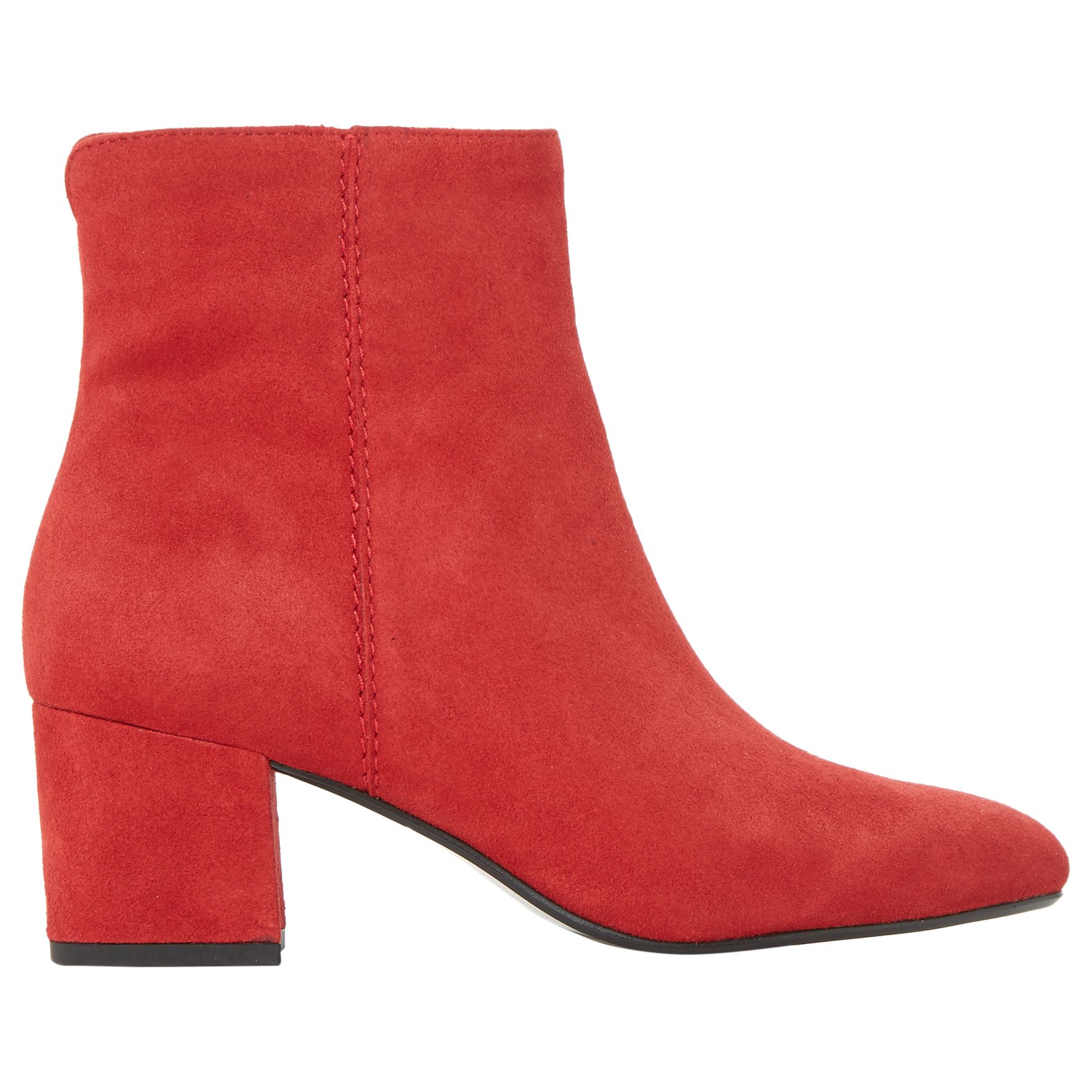 Dune Olyvea Block Heeled Ankle Boots, Red Suede, 5
