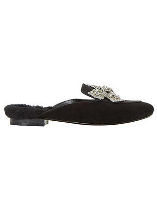 Dune Glam Up Jewelled Mule Loafers, Black