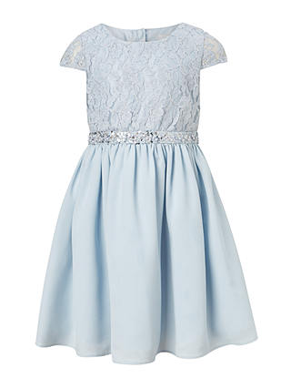 John Lewis Heirloom Collection Girls' Half and Half Lace Dress, Blue