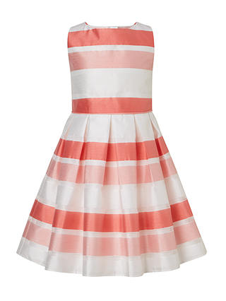 John Lewis Heirloom Collection Girls' Organza Bold Stripe Dress, Bright White