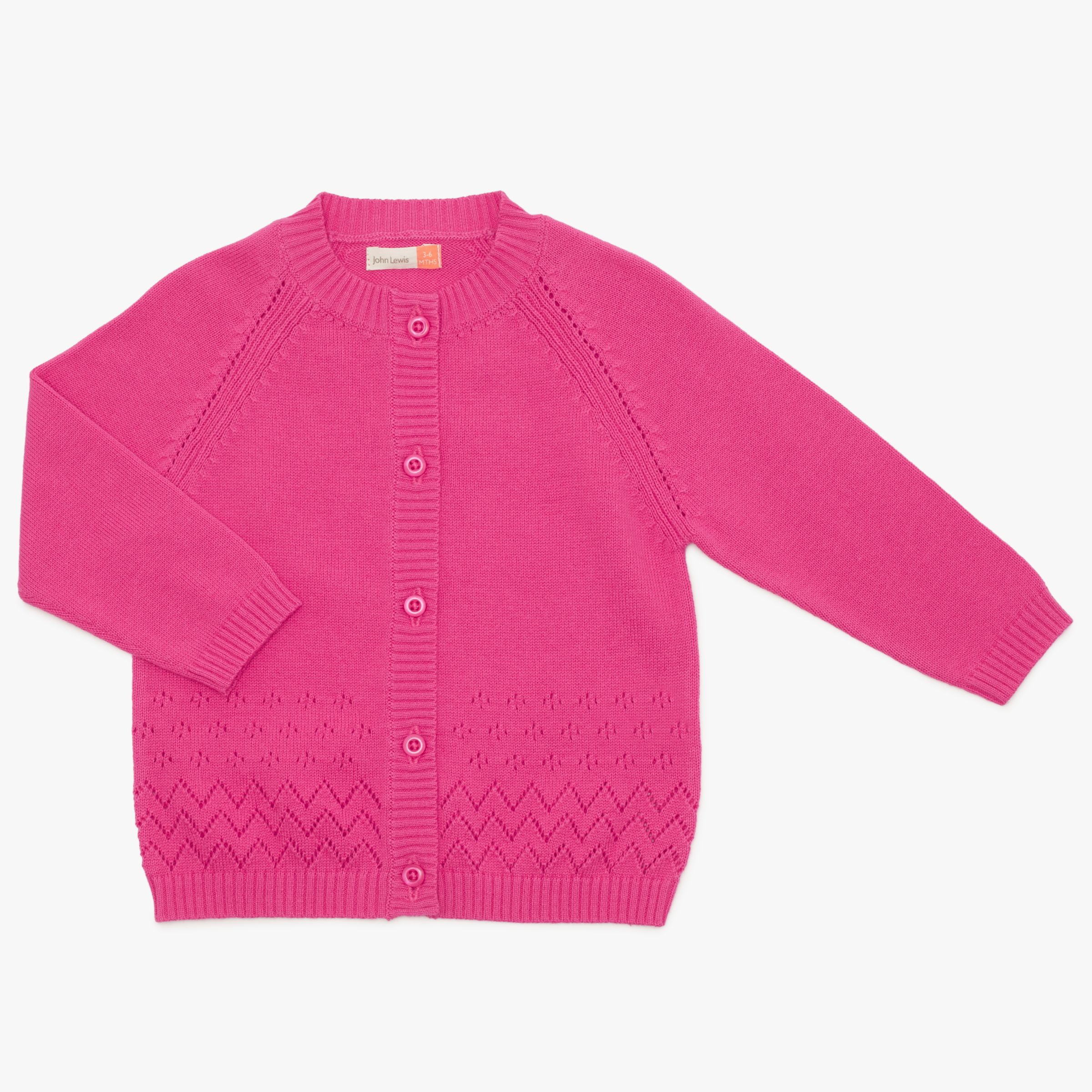 John Lewis & Partners Baby Pointelle Cardigan, Pink