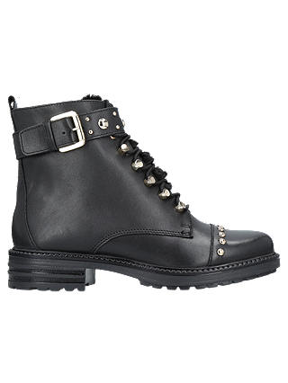 Carvela Son Lace Up Ankle Boots, Black Leather