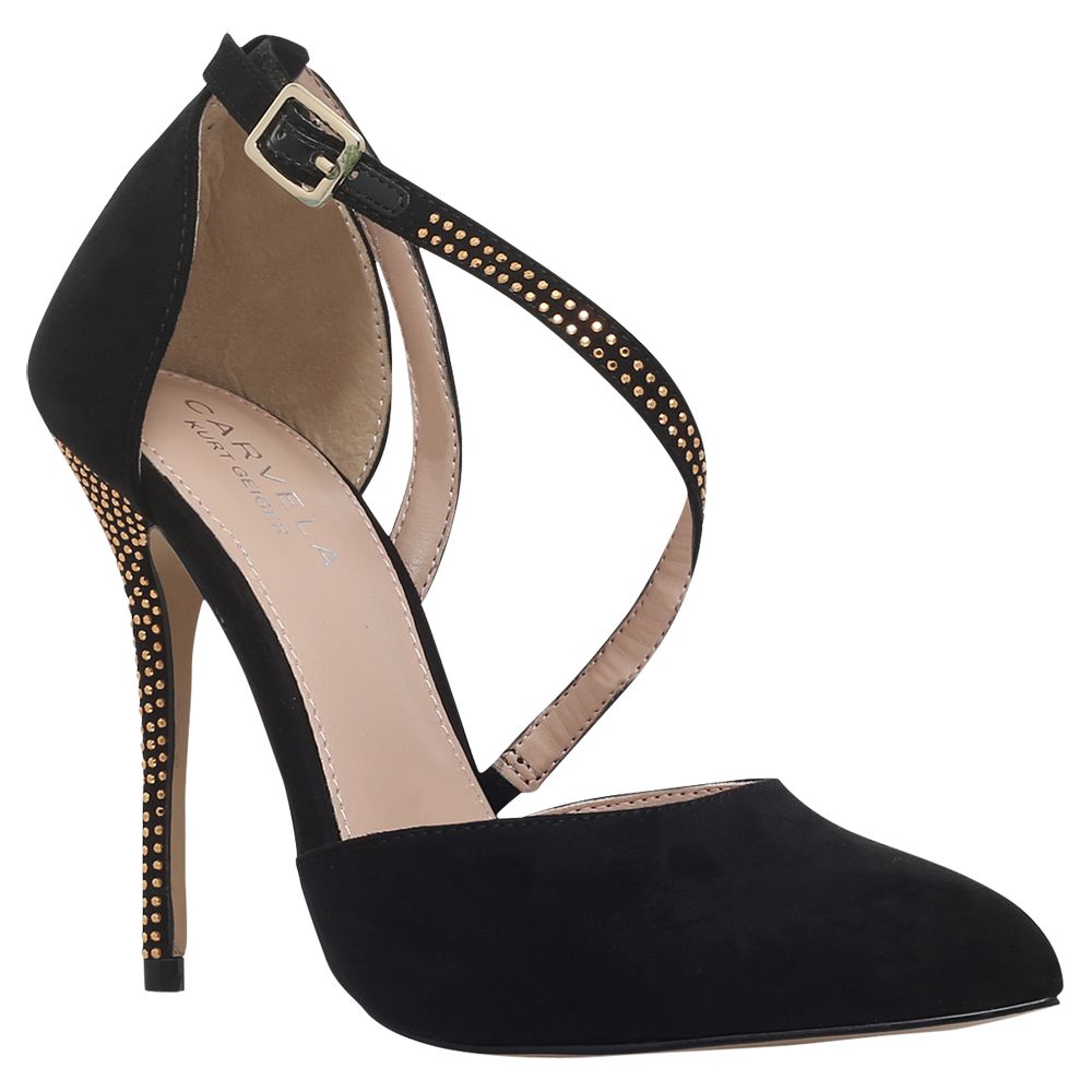 Carvela Lucy 2 Studded Stiletto Heeled Court Shoes, Black at John Lewis ...