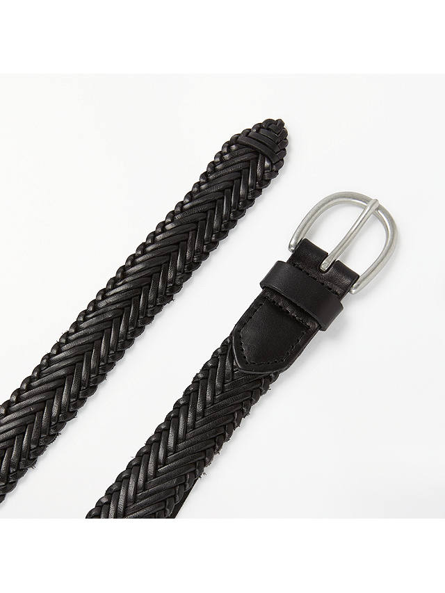 John Lewis Sianne Skinny Plaited Leather Belt, Black 
