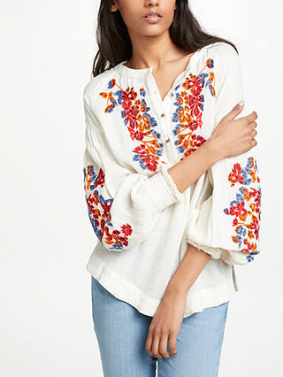 AND/OR Long Sleeve Embroidered Lana Tunic, Ivory