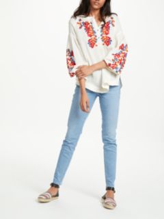 AND/OR Long Sleeve Embroidered Lana Tunic, Ivory, 8