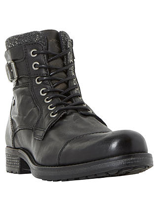 Dune Churchill Buckled Lace Up Boots, Black