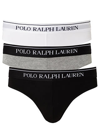 Polo Ralph Lauren Stretch Briefs, Pack of 3, White/Grey/Black
