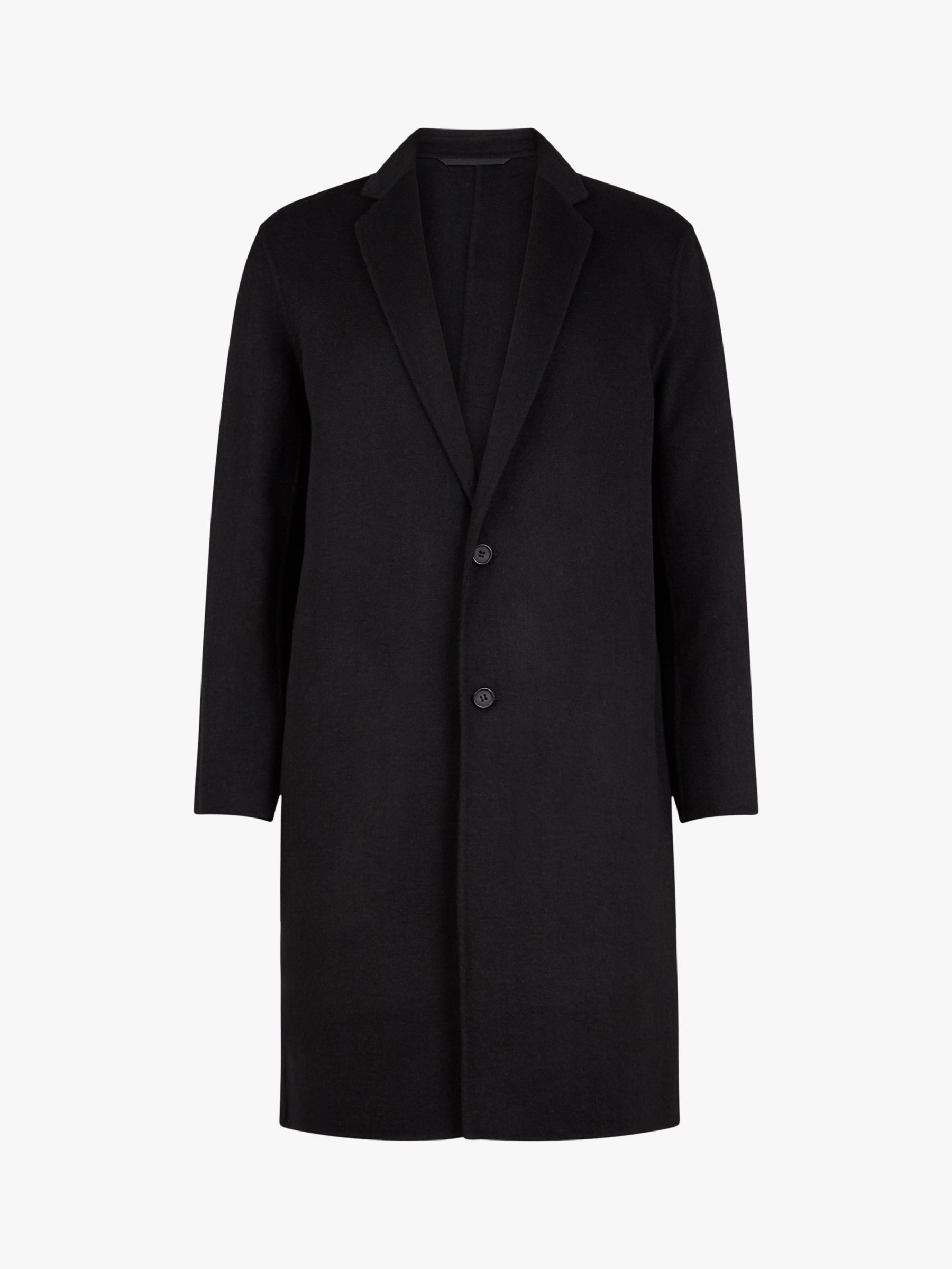 AllSaints Foley Wool-Blend Overcoat, Black at John Lewis & Partners