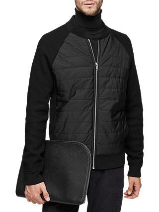Reiss Ribchester Quilted Bomber Jacket, Black