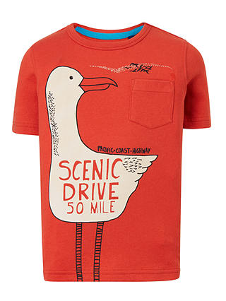 John Lewis & Partners Boys' Scenic Drive Print T-Shirt, Red