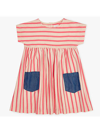 John Lewis & Partners Baby Stripe Dress, Pink/Blue