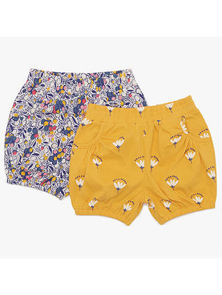 John Lewis & Partners Baby Floral Print Jersey Shorts, Pack of 2, Yellow/Purple