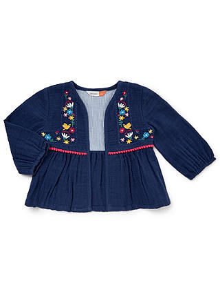 John Lewis & Partners Baby Embellished Peplum Jacket, Blue