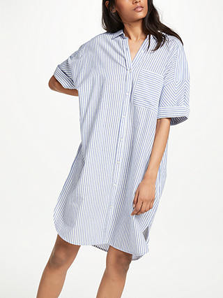 AND/OR Stripe Long Shirt, Blue/White
