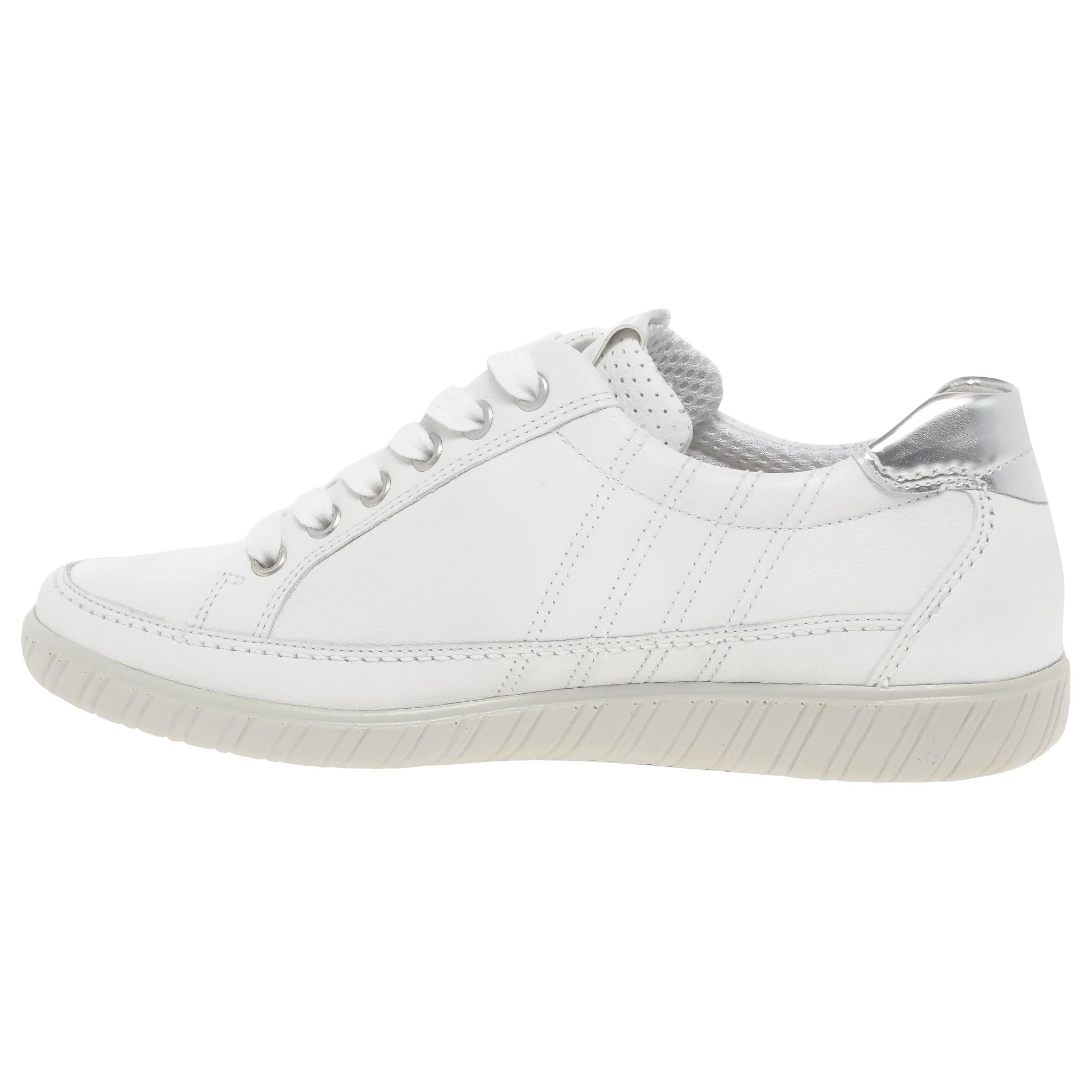 Gabor Amulet Wide Fit Lace Up Trainers, White Leather