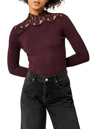 Warehouse Lace High Neck Jumper