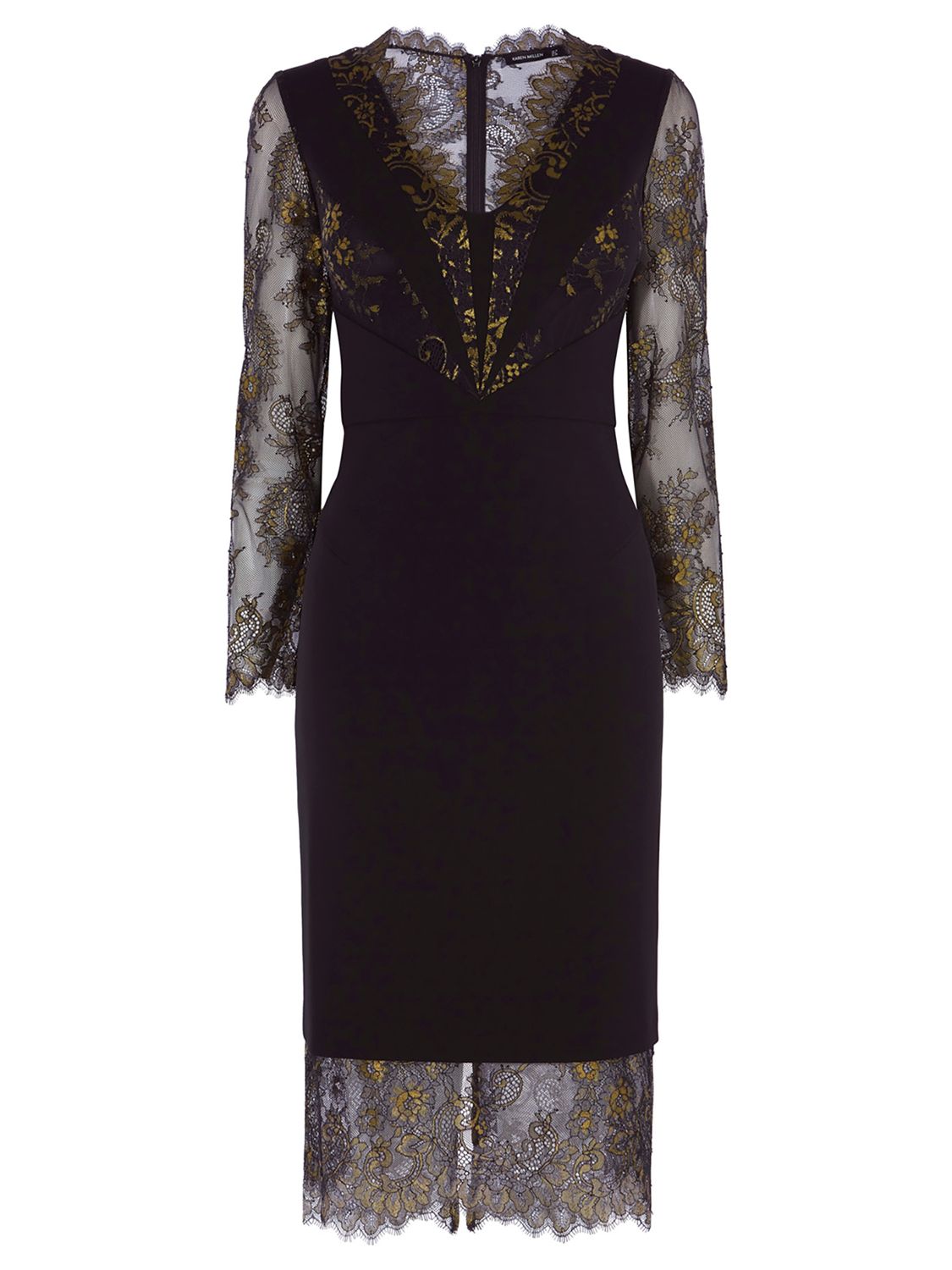 Karen Millen Lingerie Lace Dress, Black/Multi at John Lewis