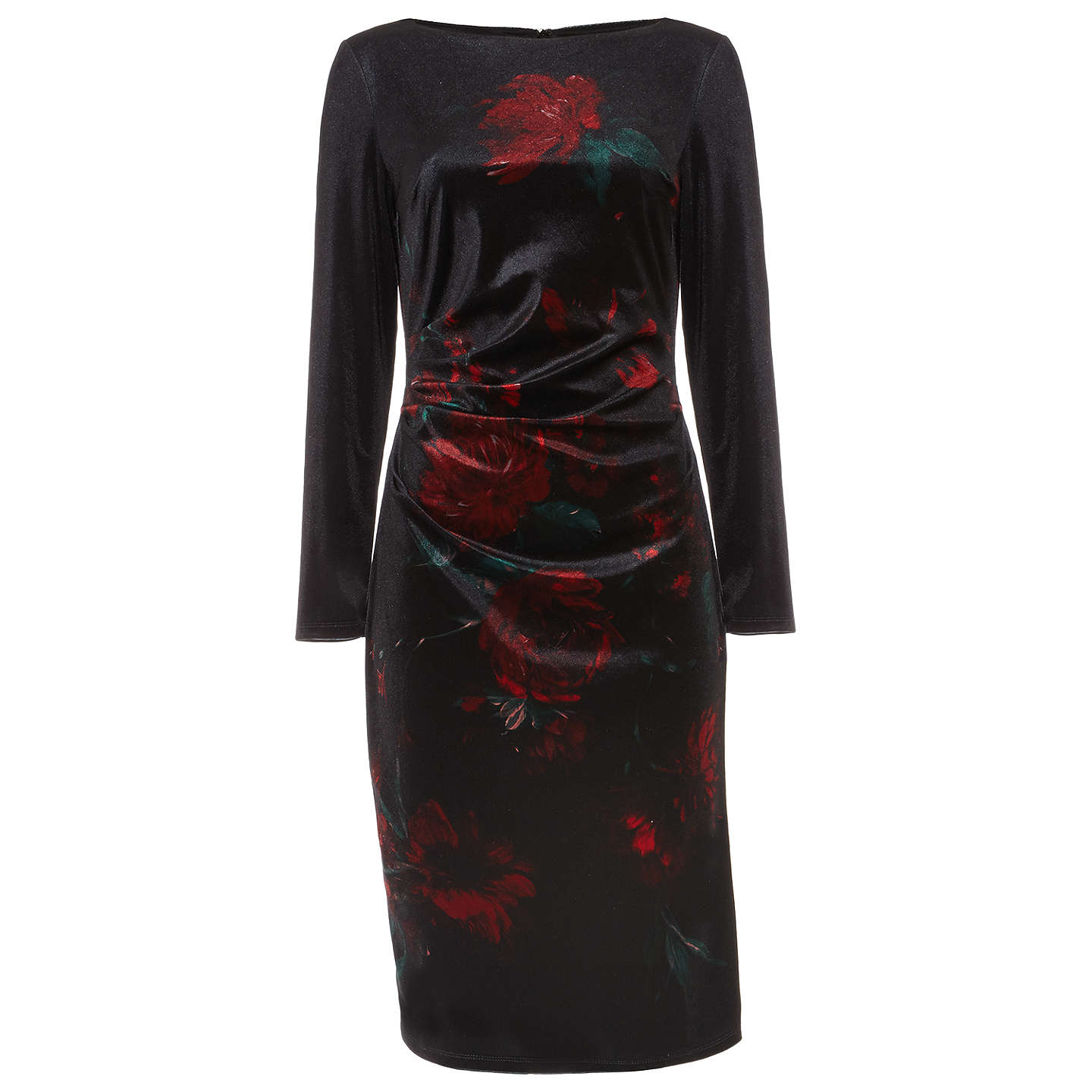 Phase Eight Fenella Floral Print Dress, Black/Red at John Lewis