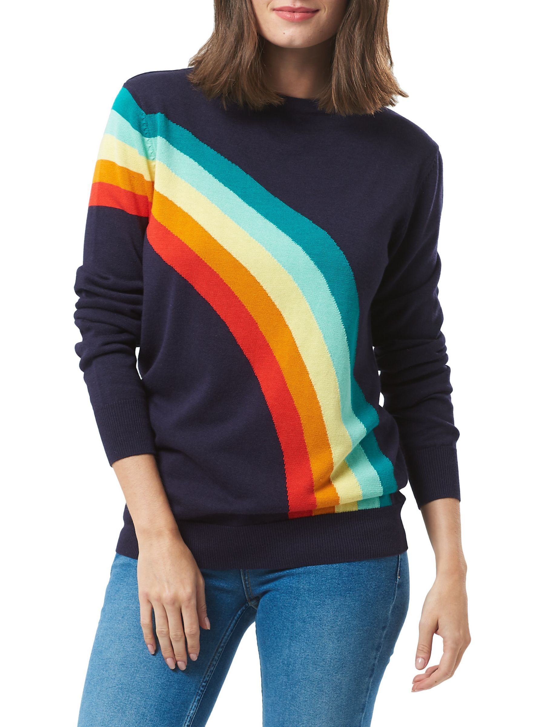 Sugarhill Boutique Rita Vintage Rainbow Sweater, Navy/Multi at John ...